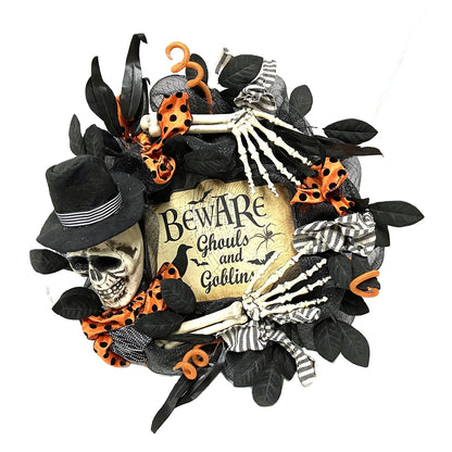 Ghost Festival Halloween Decoration 26 Inch Halloween Front Door Wreaths Halloween Wreath for Party Home Decor