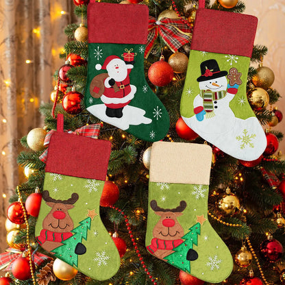 Cross-Border New Stock Christmas Decorations Sock-Shaped Santa Claus Gift & Candy Bags Tree Ornaments