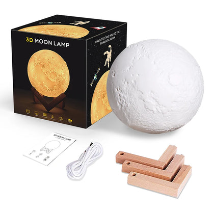 New LED Cross Border Lamp Gift Patting Bedside Atmosphere Lamp Net Red Creative 3D Moon Lamp Gift
