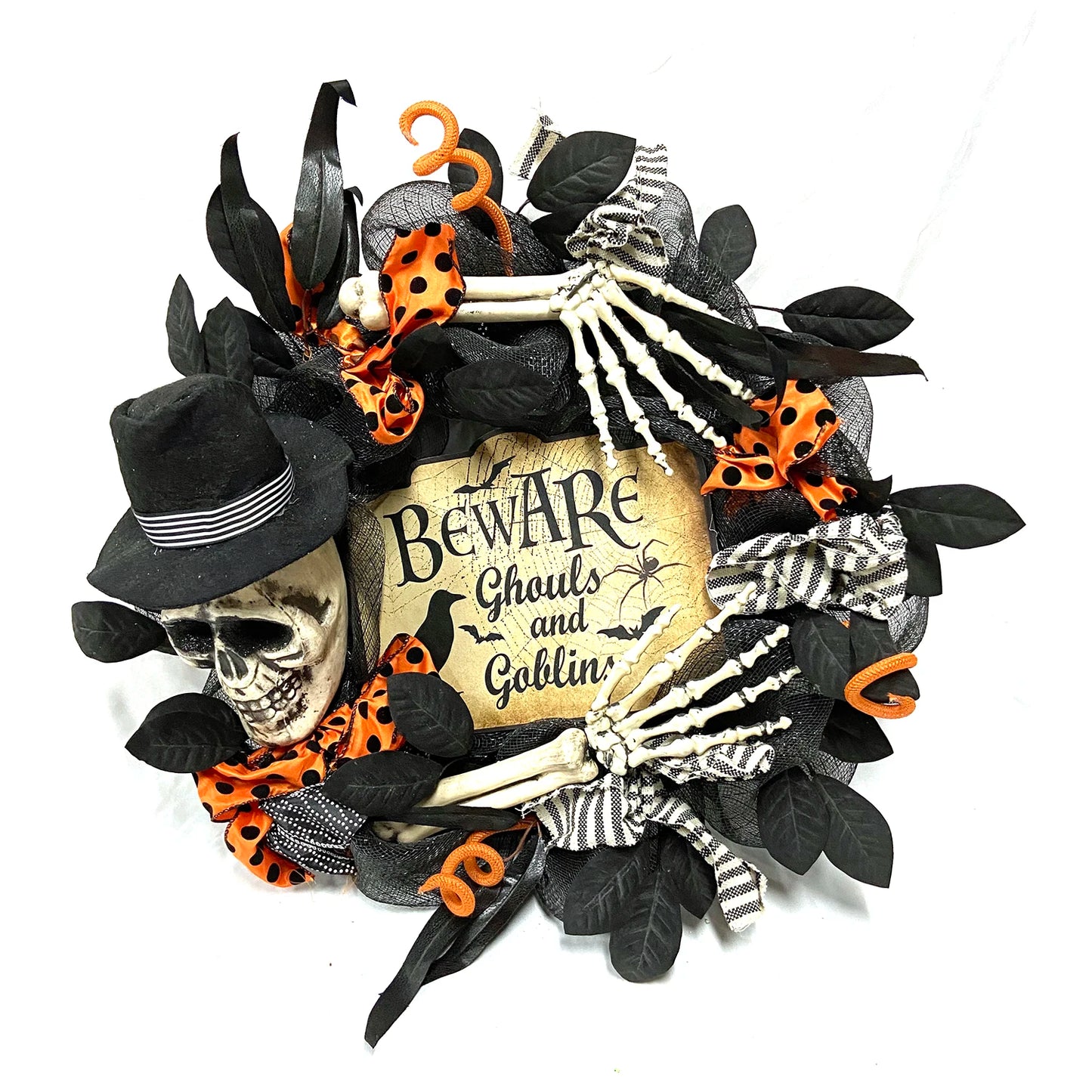 Ghost Festival Halloween Decoration 26 Inch Halloween Front Door Wreaths Halloween Wreath for Party Home Decor