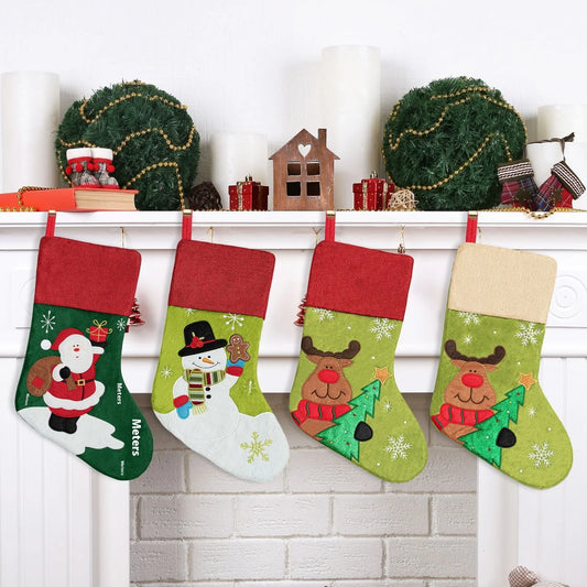 Cross-Border New Stock Christmas Decorations Sock-Shaped Santa Claus Gift & Candy Bags Tree Ornaments