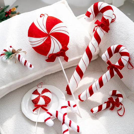 Candy Party Christmas Atmosphere Decoration Hanging Ornaments  Flannel Crutch Christmas Decoration Supplies