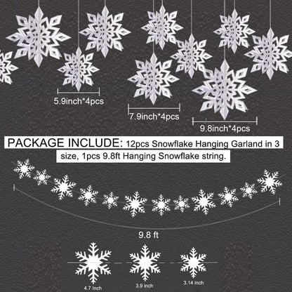 Christmas Hanging 3D Snowflake Decorations white