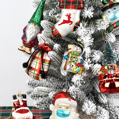 XMAS Luxury Christmas Stocking Santa Stained Glass Decorations Accessory Ball Tree Ornaments Festive Christmas 100pcs