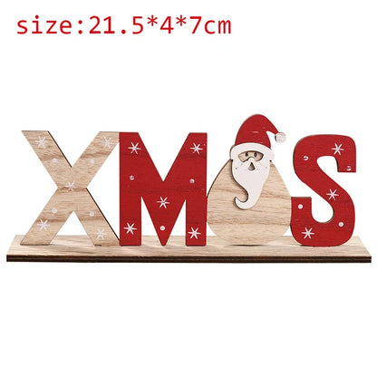 Wooden Christmas Decorations Xmas Snow Noel Letter Table Ornaments Merry Christmas Party Decor for Home 2023 Navidad Gifts