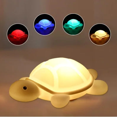 Cartoon Turtle Luminous Light USB Plug-in Patting Night Light Colorful Soft Pinching Baby Toy Creative Gift