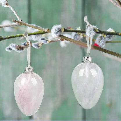 Happy Easter Decoration Indoor Custom Easter Eggs Filled Feather Hanging Decorative Glass Egg Easter Ornament