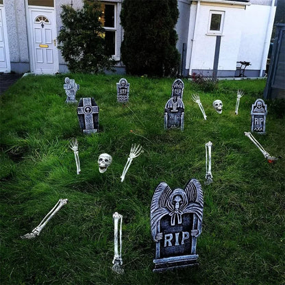 Halloween Party Horror Props Five-Piece Skeleton Head Ghost Simulator Child-Friendly Hot Selling Garden Ground Scene Decorations