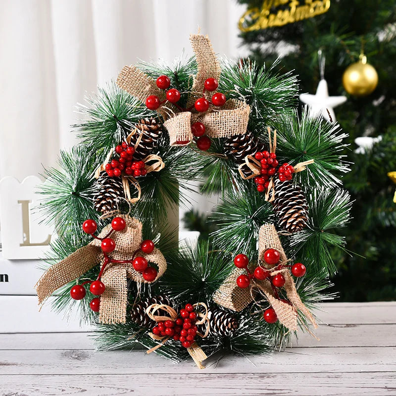 Pine Needle Xmas Garland red green