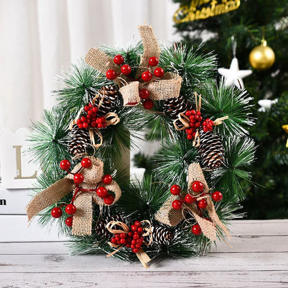 Pine Needle Xmas Garland red green