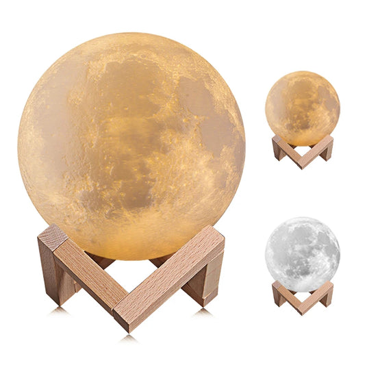 New LED Cross Border Lamp Gift Patting Bedside Atmosphere Lamp Net Red Creative 3D Moon Lamp Gift