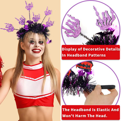 Halloween Pumpkin Vampire Spider Skulls Skeleton Hands Party Radial Hair Hoop