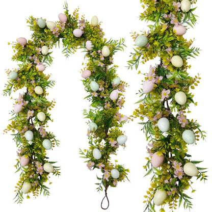 Artificial Vines Easter Garlands Mixed Colorful Flowers Easter Garlands for Front Door and Home Wall Decoration