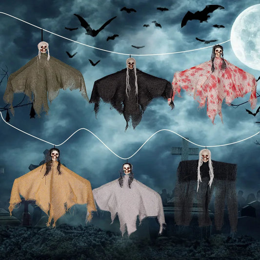 Wholesale Halloween Decorations Outdoor Scary Crying Witch Hanging Skeleton Ghost Haunted House Decoration Props