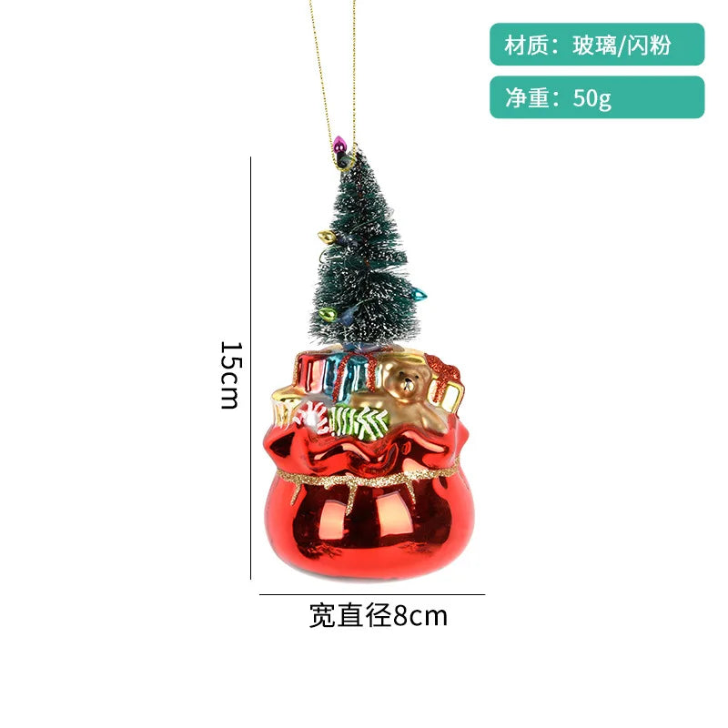 XMAS Luxury Christmas Stocking Santa Stained Glass Decorations Accessory Ball Tree Ornaments Festive Christmas 100pcs