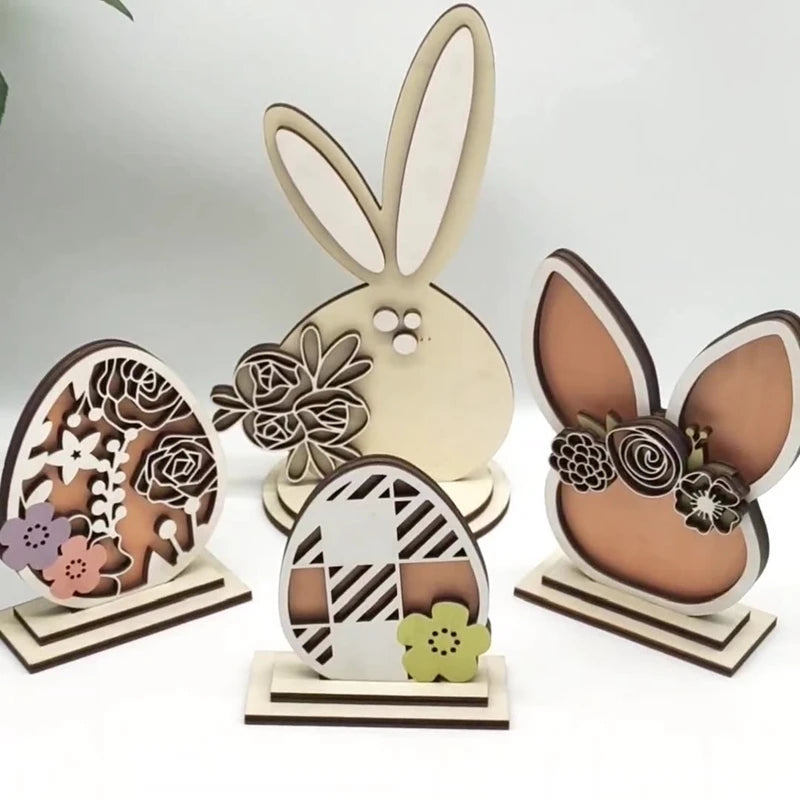 Wooden Crafts Ornament Easter Wooden Ornament Party Festival Props European Home Desktop Decoration