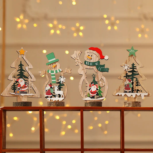 Manufacture Wooden Christmas Tree Indoor Christmas Decoration Xmas Gifts Table Centerpiece Wood Xmas Tree Decor