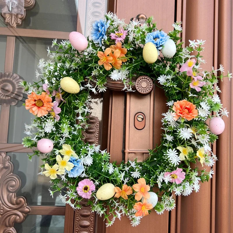 Wholesale Easter Egg Decorations Garland Artificial Easter Egg Wreath Window Display Door Garland Easter Wreath Signs