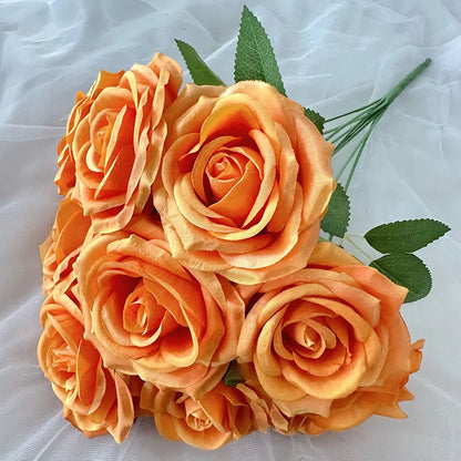 9-Head Pearl Rose Artificial Flower Wedding Arrangements High-End Ins Design Home Decor Simulated Roses