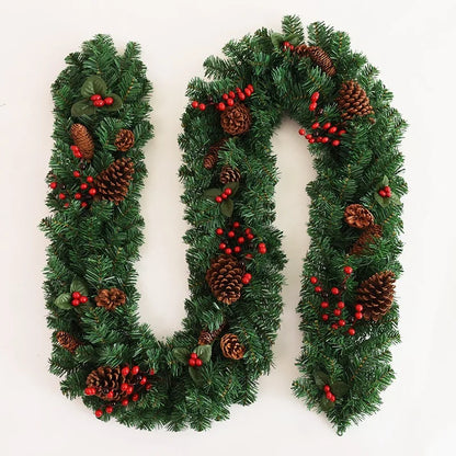 Christmas Decorations Garland Rattan Preserved Flowers green