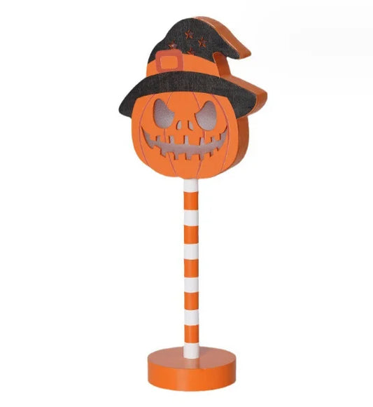 Halloween Ghost Festival Lantern LED Pumpkin Ghost Skeleton Head Wooden Decorative Night Light
