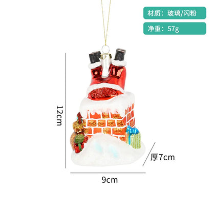 XMAS Luxury Christmas Stocking Santa Stained Glass Decorations Accessory Ball Tree Ornaments Festive Christmas 100pcs
