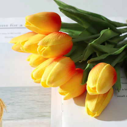 Wholesale Sale Price Fake Artificial PU Tulip Flower Bouquet Faux Flower Decorative Flower Tulip in Bulk for House Decoration