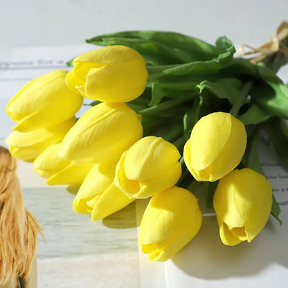 Wholesale Sale Price Fake Artificial PU Tulip Flower Bouquet Faux Flower Decorative Flower Tulip in Bulk for House Decoration