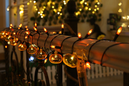Light String Orange LED  Light Set 2 50L/10cm/30cm Outdoor with 8 Function 3AA Control