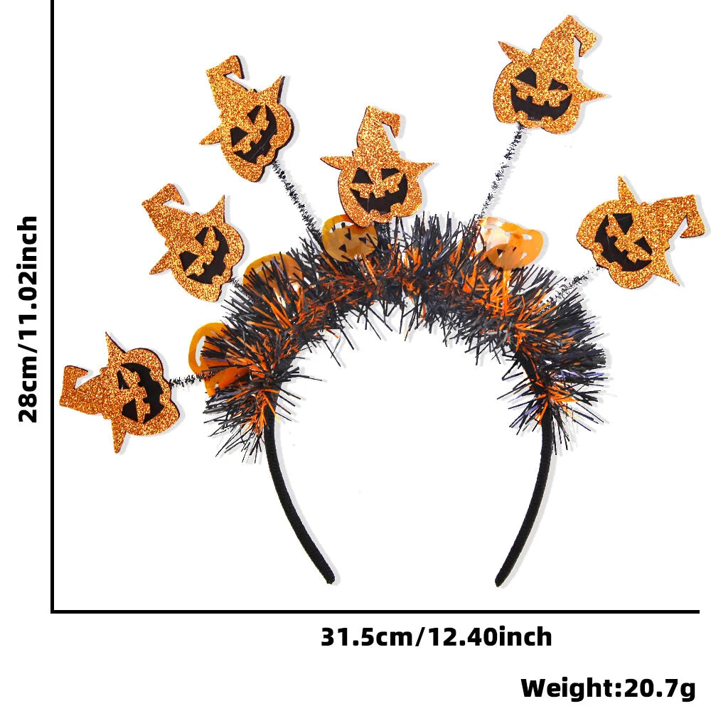 Halloween Pumpkin Vampire Spider Skulls Skeleton Hands Party Radial Hair Hoop