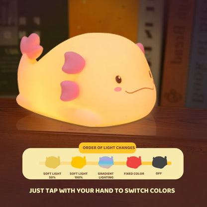Cute Gift pink Dimmable Axolotl Silicone Night Light Baby Toy USB Rechargeable Touch Animal Light Lamp Kids Room Axolotl Lamp