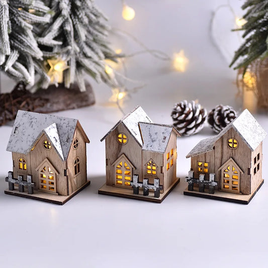 Factory Christmas Decoration Light up Chalet LED Wooden Christmas House Desktop Decoration