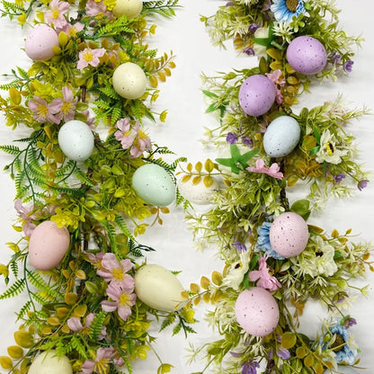Artificial Vines Easter Garlands Mixed Colorful Flowers Easter Garlands for Front Door and Home Wall Decoration