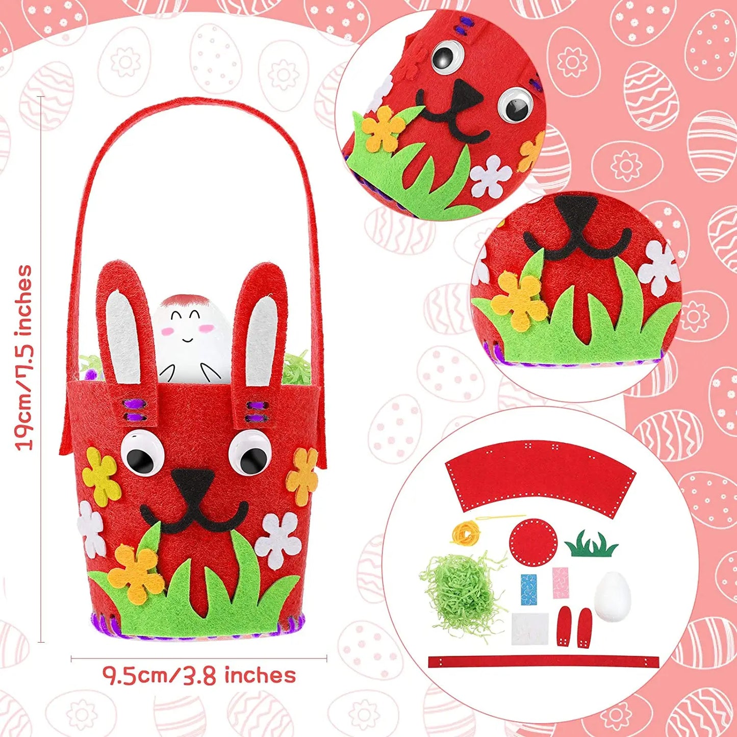 Easter Felt Basket for Kids Easter Egg Hunting Party Favors Easter Bucket