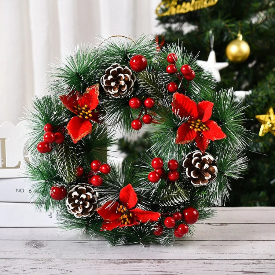 Pine Needle Xmas Garland red light