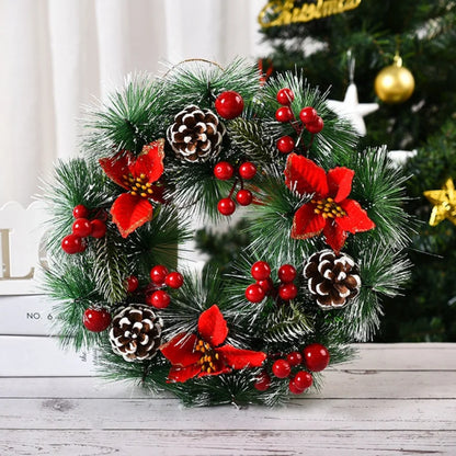 Pine Needle Xmas Garland red light