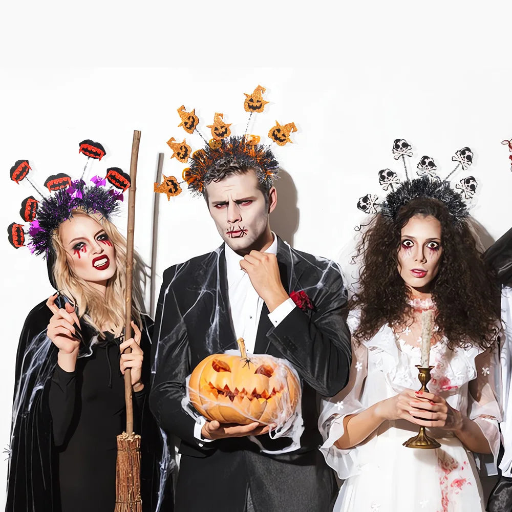 Halloween Pumpkin Vampire Spider Skulls Skeleton Hands Party Radial Hair Hoop