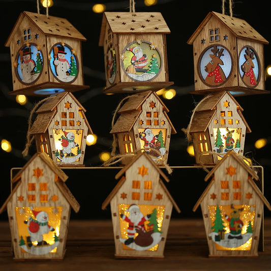 DIY Christmas Tree Ornament Home Decor Festival Decoration Wooden Christmas Decoration Supplies XMAS Christmas Lights