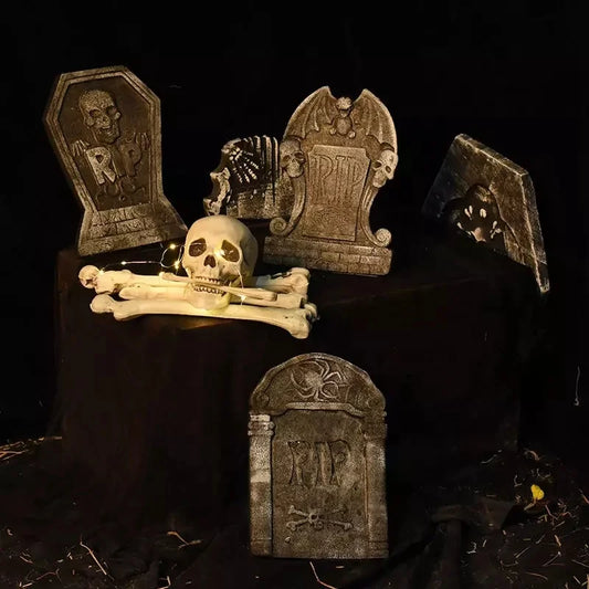 Realistic PVC Foam Skeleton Tombstones Halloween RIP Material Props