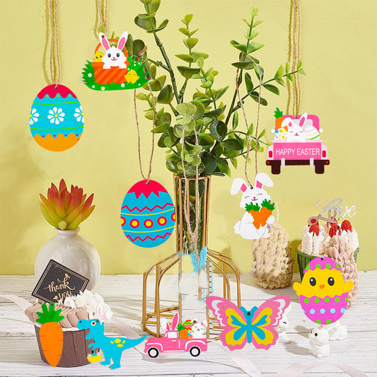 Easter egg wooden ornament creative home for children DIY painting rabbit party decoration wooden crafts