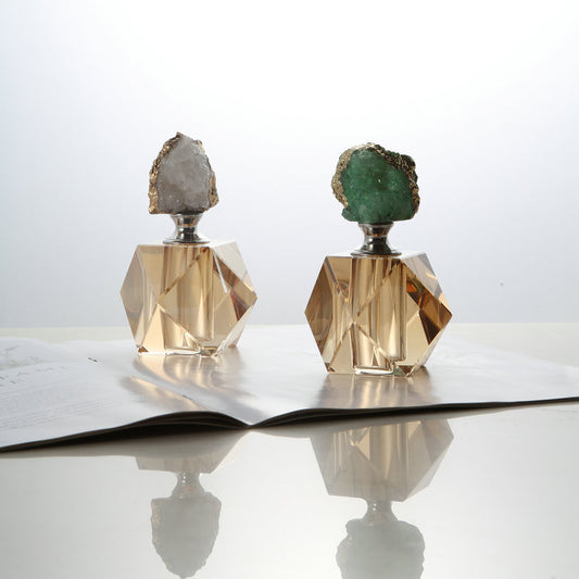 Nordic luxury agate crystal perfume bottle household essence bottle crystal handicraft model room jewelry decorations