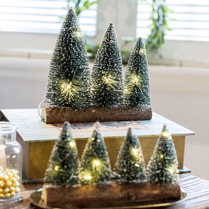 Wood Christmas Tree Led Light 3 Tree Small Wooden Christmas Needle Tree with Led Lights Included