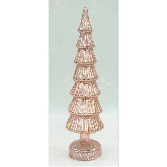Wholesale Christmas Decorations Household Led Light Decorations 15 cm Christmas Glass Trees for Holiday Decorations