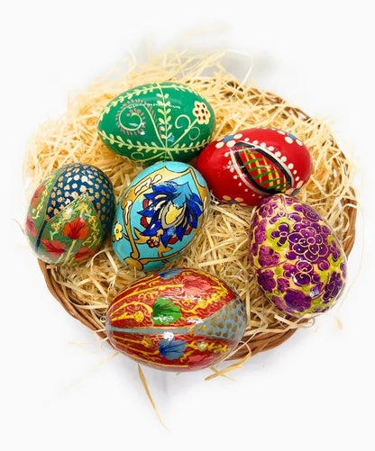 Hand Painted Wooden Easter Eggs, Decorative Hand Painted Vintage Wooden Easter Eggs