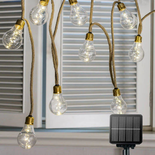Solar- Powered LED String Light Waterproof Decorative Bulb for Outdoor Patio Christmas Garden Decor IP65 Plastic Body
