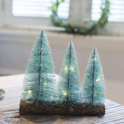 Wood Christmas Tree Led Light 3 Tree Small Wooden Christmas Needle Tree with Led Lights Included