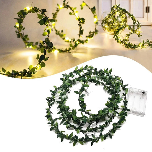Home Light Led Left Design Indoor Lighting Green pink Gold Colorful  Leaves String Light for Valentine's Day Spring